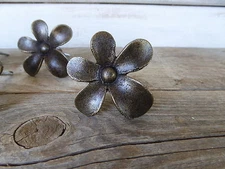 Oil Rubbed Bronze Metal FLOWER Knob Drawer Pull Rustic Floral Whimsical Country