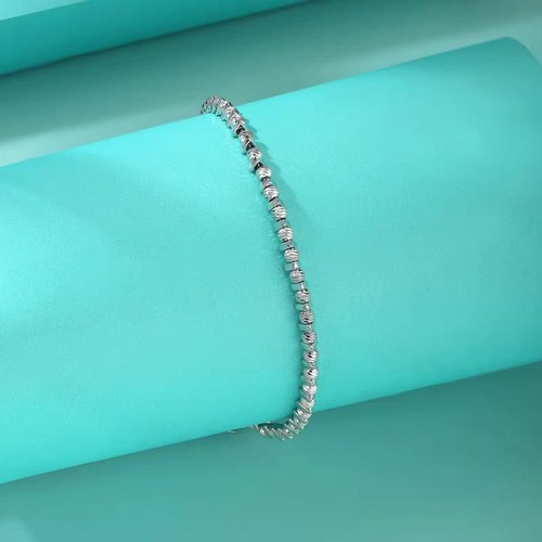 Pure PT950 Platinum 950 Chain Triangle Beads Link Bracelet 6.7-7g 6.7-7.5in - Picture 4 of 4
