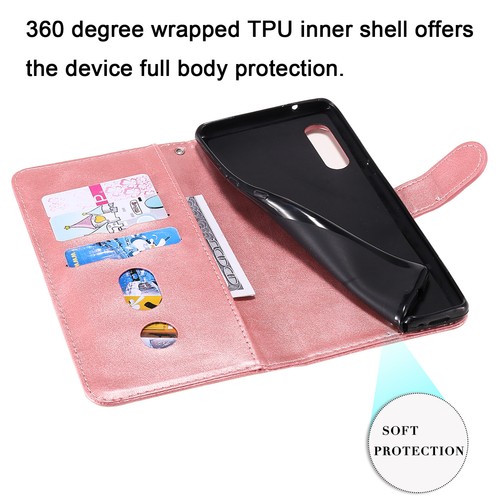 Case for LG K12 Plus K40 K41S G9 Zipper PU Leather Flip Wallet Stand Phone Cover - Picture 3 of 16