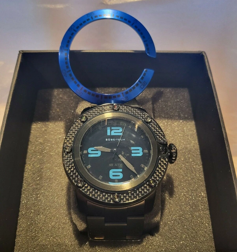 Glam Rock Men's SoBe Tech Black Dial Black Ion-Plated Stainless Steel Watch - Image 2 of 4