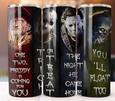 Horror Halloween Movie Tumbler 20oz Travel Cup Mug Stainless Steel W/ Straw