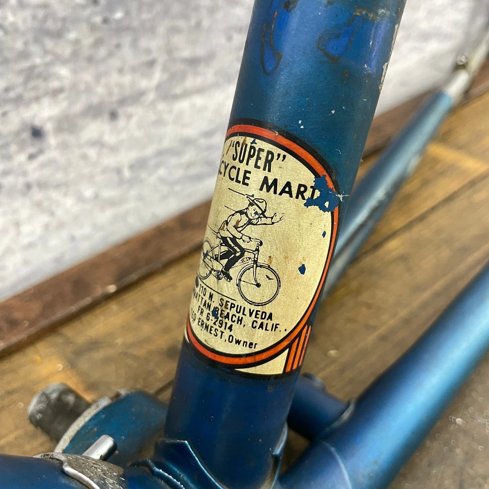 Juego de marcos vintage OLMO 63 60 cm DOBLADO Campagnolo acero con orejetas azul Italia 120 mm Foto 3 de 4