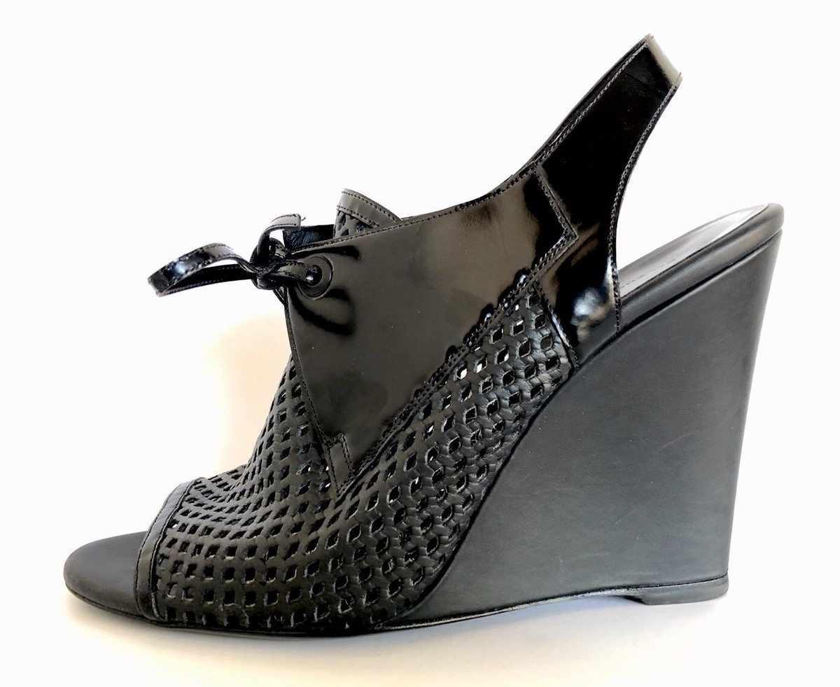 Balenciaga womens blk leather Wedge Sandal Shoe size 40 1/2 Balenciaga womens blk leather Wedge Sandal Shoe size 40 1/2