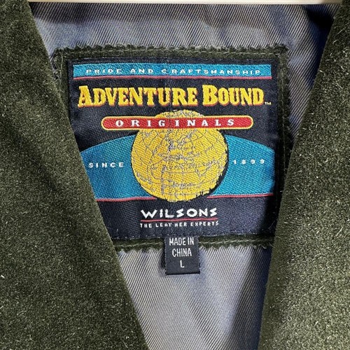 Blazer vintage anni 90 Wilsons Adventure Bound pelle scamosciata verde oliva taglia L Y2K - Foto 4 di 9