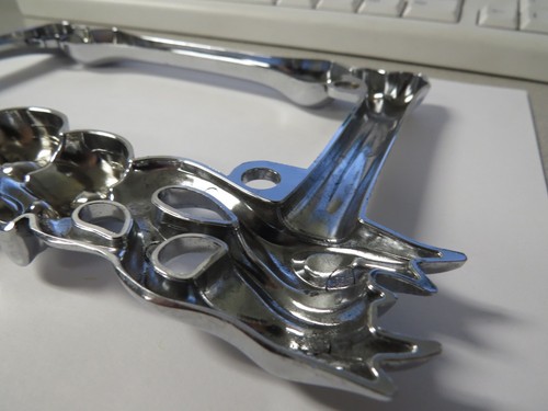 Pilot Automotive Chrome 3D Skull / Flames Motorcycle License Plate Frame WL254-C - Picture 10 of 10