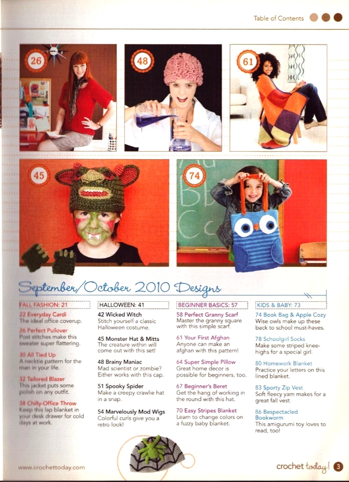 Revista Crochet Today 20+ Diseños Otoño Halloween Septiembre Octubre 2010 Foto 3 de 4