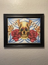 Vintage Late 90 s tattoo watercolor Tattoo Flash print 15 1/2 x 12 1/2