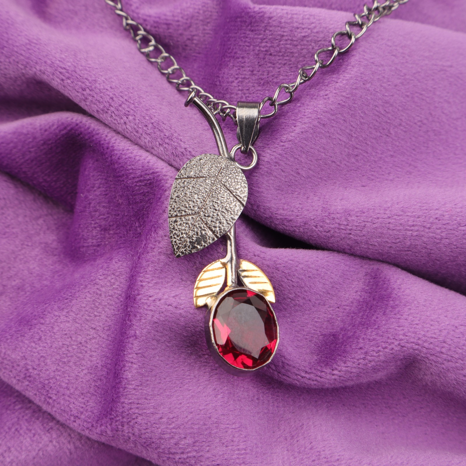 925 Silver Oval Pink Rubellite Stone Wedding Engagement Wife Christmas Pendant