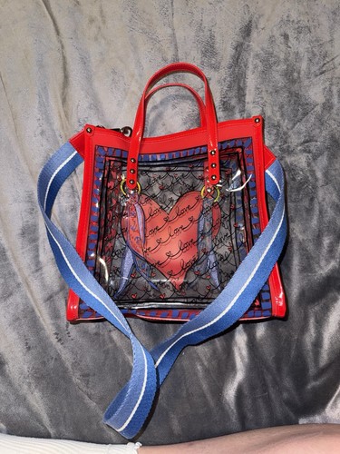 Brighton Love Clear PVC Tote Red Heart Blue Strap Shoulder Crossbody Bag EUC