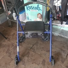 Drive Medical 10257BL-1 4 Wheel Rollator Walker With Seat, Steel Rolling Walker,