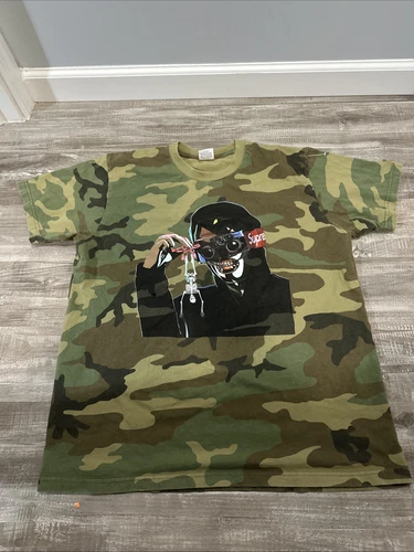 T shirt Supreme SS19 Woodland Camo Creeper taille M streetwear patineur décontracté