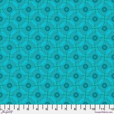 Chandelier Small, Aqua- Billy Reue, Mosaic, Quilt Fabric 100% Cotton By Yard