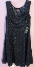NWT Adrianna Papell midnight Beaded Sleeveless Midi Women's Cocktail Dress 12