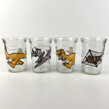 Vintage Welch's Jelly Jar Glass 1988 Dinosaur Series, Tom & Jerry | Set Of Four