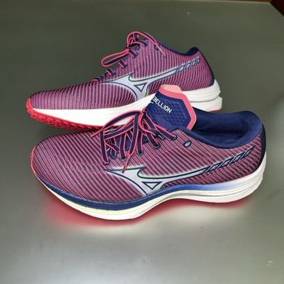 Mizuno Women's 9.5 Diva Pink Blue Wave Rebellion Running Shoes