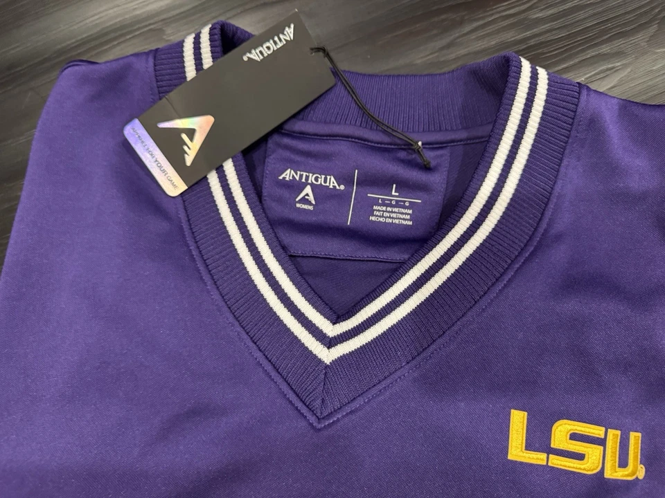 NWT Antigua LSU Long Sleeve Knit V-neck Purple Sweater Women’s Size Large NEW - Image 2 of 4