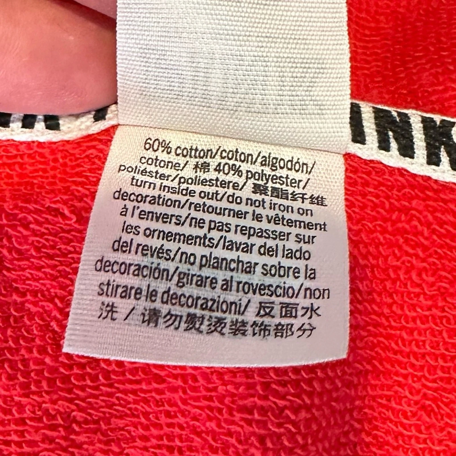 UNDERCOVER Felpa con cappuccio ROSA Victoria’s Secret cravatta Spellout davanti rossa nera taglia media