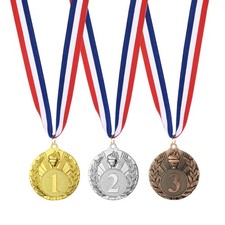 3 Pcs 2" 1st 2nd 3rd Metal Award Medals, Golden/Silver/Brown Torch Style 