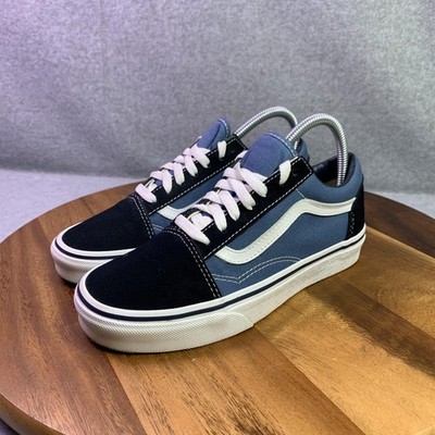 Vans Old Skool Shoes Womens SZ 6.5 Blue White Canvas Skateboarding Sneakers Flat
