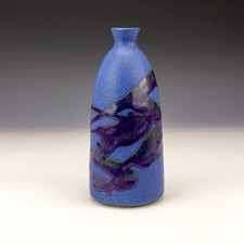 Vintage Studio Pottery - Slip Decorated Blue Glazed Vase - Signed
