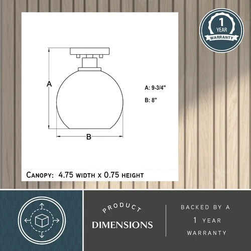 Vaxcel Lighting C0304 Marshall 8"W Semi-Flush Globe Ceiling - Black - Picture 8 of 12