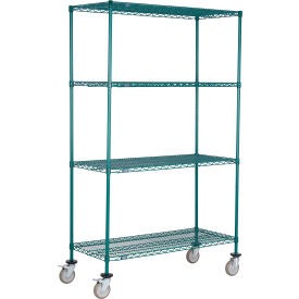 Nexel 4 Shelf Truck Poly-Green 30''''W x 14''''D x 60''''H Polyurethane Swivel Casters