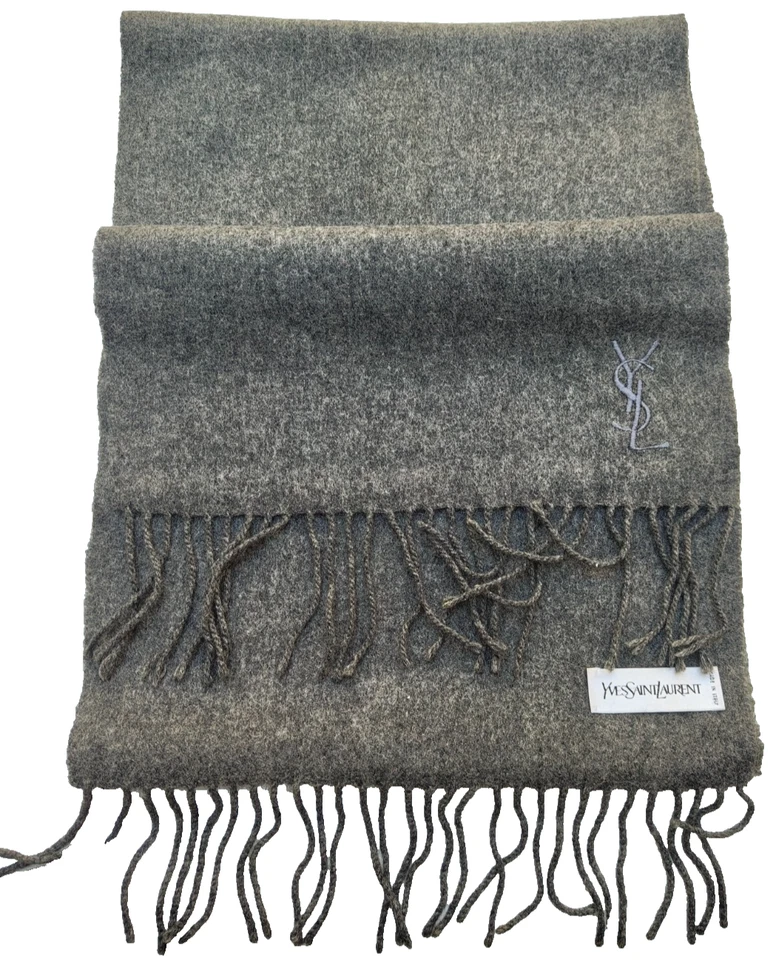 Шарф Yves Saint Laurent глушитель YSL украденный серый шерстяной кашемир - Изображение 3 из 4