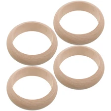  4pcs Wooden Bangle Bracelet - Log Retro Macrame Rings Unfinished Smooth Wood