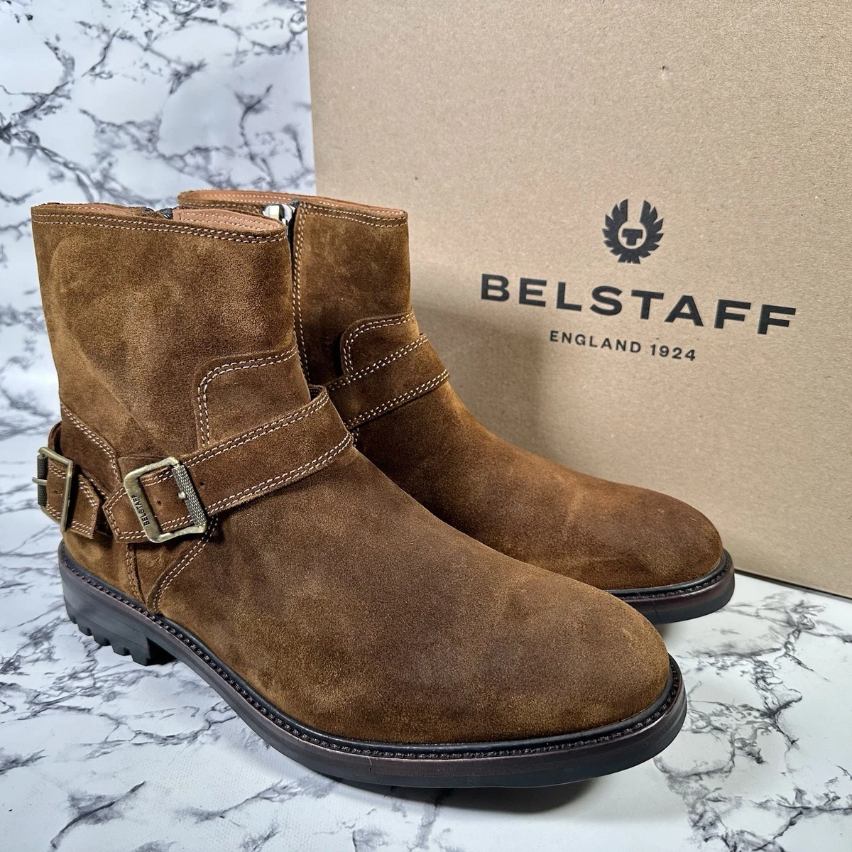 Belstaff Trialmaster Boots Mens US 9 Smooth Leather Brown Moto Italy 42 Harness belstaff boots products for sale | eBay main image 2