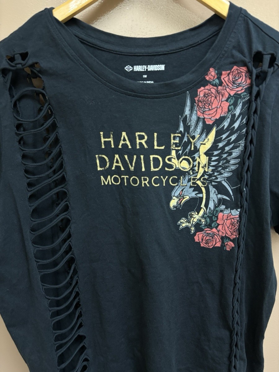 Womans Harley Davidson Custom Cut And Tied Shirt Size 1W View 2