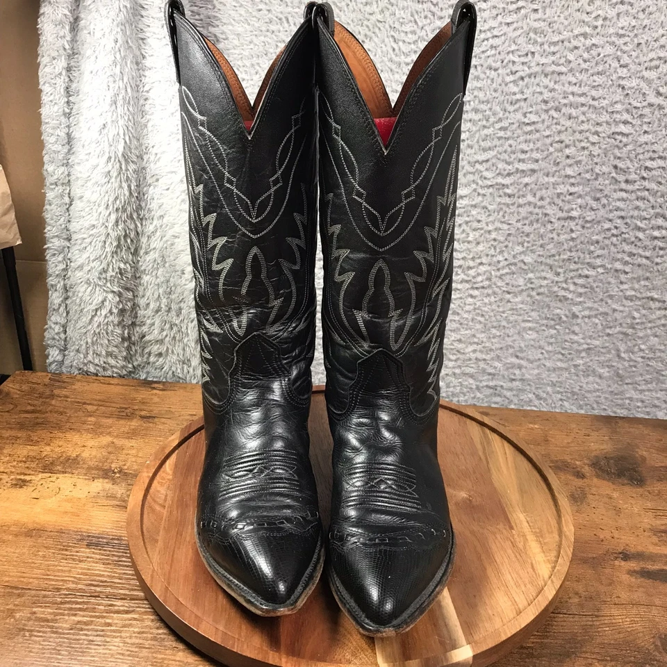 Nocona Western Botas Mujer 8B Cuero Negro Punta Punta Vaquera Rodeo Foto 4 de 4