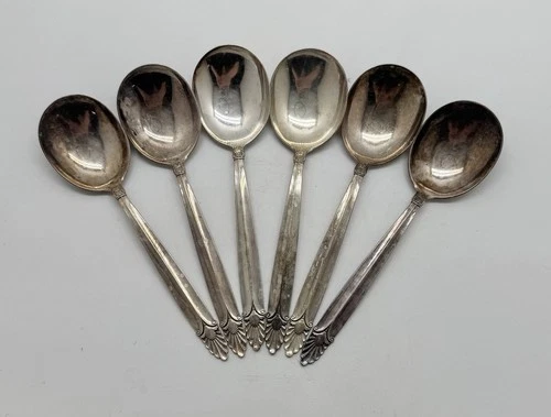 Vintage 925 International Sterling Silver Soup Spoons Set of 6 10.8oz, 306g