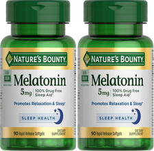 Melatonin 5mg Drug Free Sleep Aid Softgels 90 Ct 2 Pack