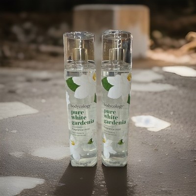 2 Pack Bodycology Pure White Gardenia Body Mist - Long-Lasting 8 Fl Oz Spray Ea