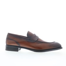 Di Bianco Brera Calf Mens Brown Leather Loafers Slip Ons Penny Shoes