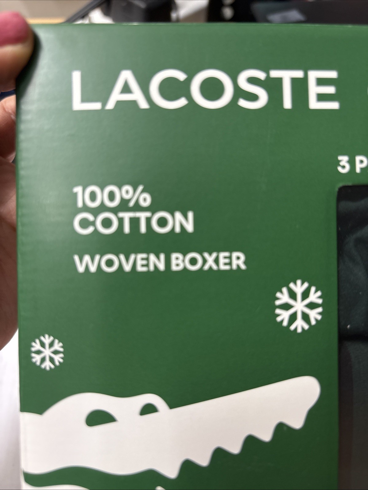 Lacoste Men's Woven Boxers 3-Pack 100% Cotton Dark Green Size XL NWT thumbnail 2