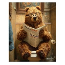 Bear Paint by Numbers Kit for Adults Beginners, Bathroom Paint by Numbers, Ad...