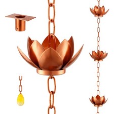 Adjustable 8.5ft Copper Lotus Rain Chain for Serene Outdoor Water Drainage