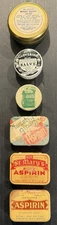 Vintage Lot of Six (6) “New Old Stock” Drugstore Tins c-1960s