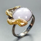 Jewelry gem 6 ct Natural Purple Jade Ring 925 Sterling Silver Size 7.5 /R469182