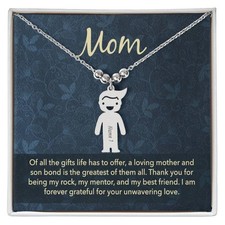 Engraved Kid Charm Mom Necklace, Personalized Children s Name Pendant