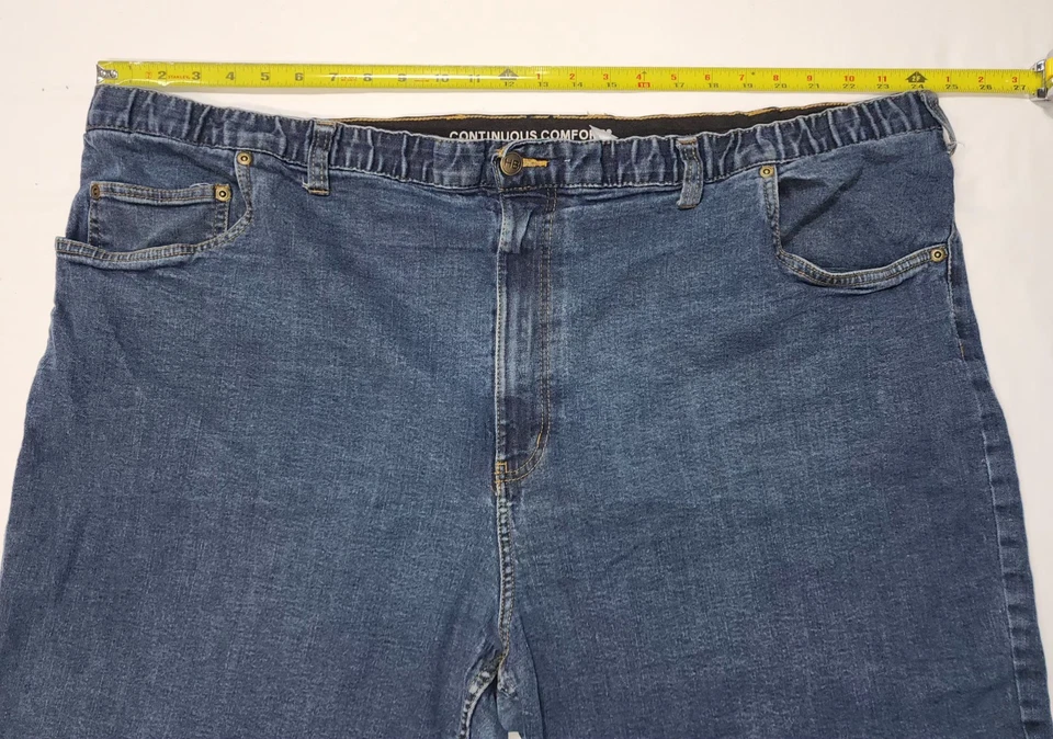 Pantalones Cortos Bermudas de Jean Azul Denim Cintura Cómoda Continua HB Hombres Grandes y Altos 52 Foto 3 de 4