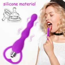 Silicone Butt Anal Plug Beads Vibrator Prostate Massager Sex Toys for Women Men