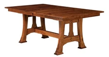 Amish Mission Arts and Crafts Trestle Dining Table Rectangle Solid Wood 42" x 72