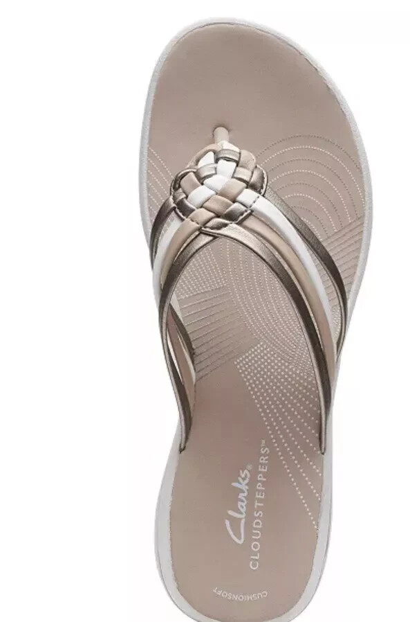 Clarks Women's Breeze Coral Thong Sandals - Brown Metallic Combo