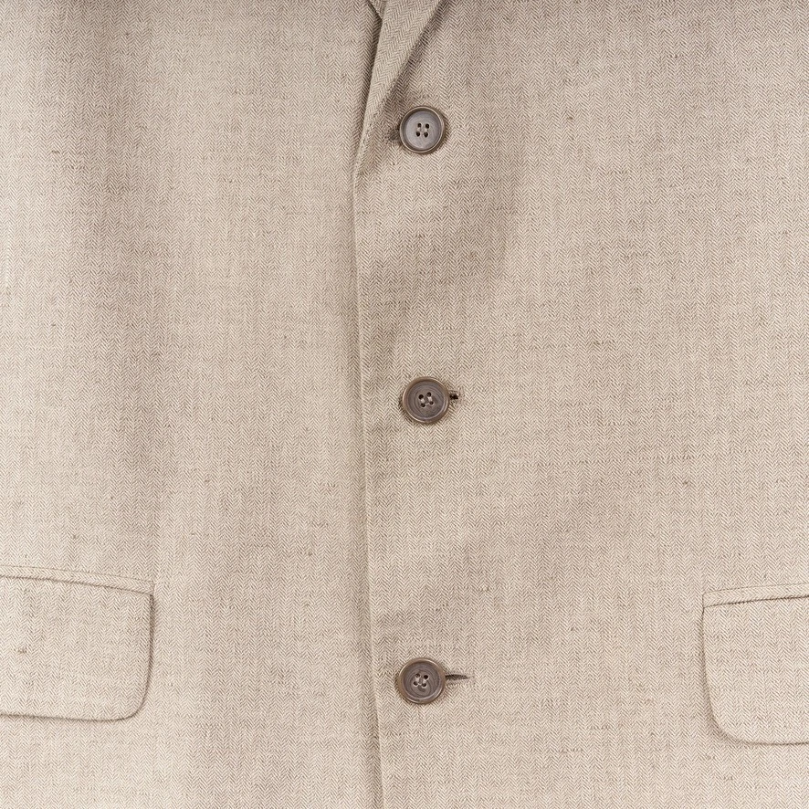 Abrigo deportivo Claiborne Blazer para hombre 42L beige mezcla de lino 3 botones Foto 2 de 4