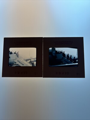 2 Vintage Photo SLIDES Air France Jetway Stairs Airline 1964 60s Jet Bridge