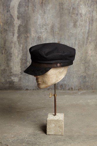 Dasmarca LaBoca linen summer Greek Fisherman's cap with leather peak - Picture 1 of 14