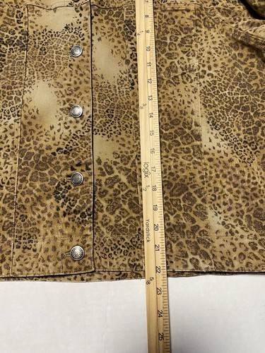Vintage Y2K Chico’s Design Jacket Black Brown Animal Print Denim Size 3 (XL) - Picture 10 of 11