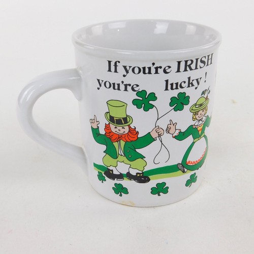 "If You're Irish You're Lucky!" Coffee Mug/Cup Shamrocks Leprechauns 10 Oz